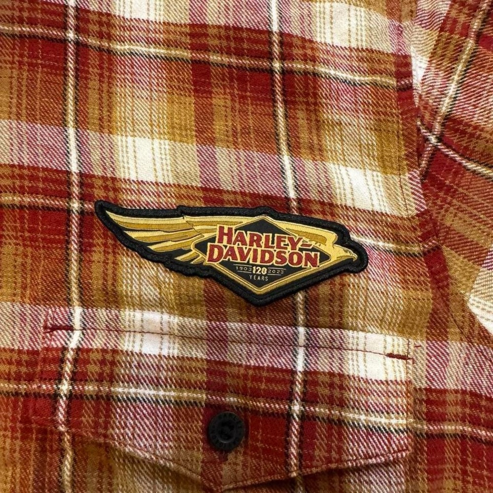Harley-Davidson 120th Anniversary Flannel Shirt 1W Red Plaid - Picture 5 of 11
